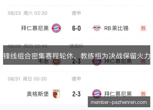 锋线组合密集赛程轮休,教练组为决战保留火力 锋线组合密集赛程轮休,教练组为决战保留火力